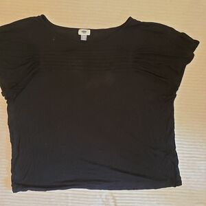 Old Navy Pleated Black Short Sleeve Soft Tee Women's Top XL